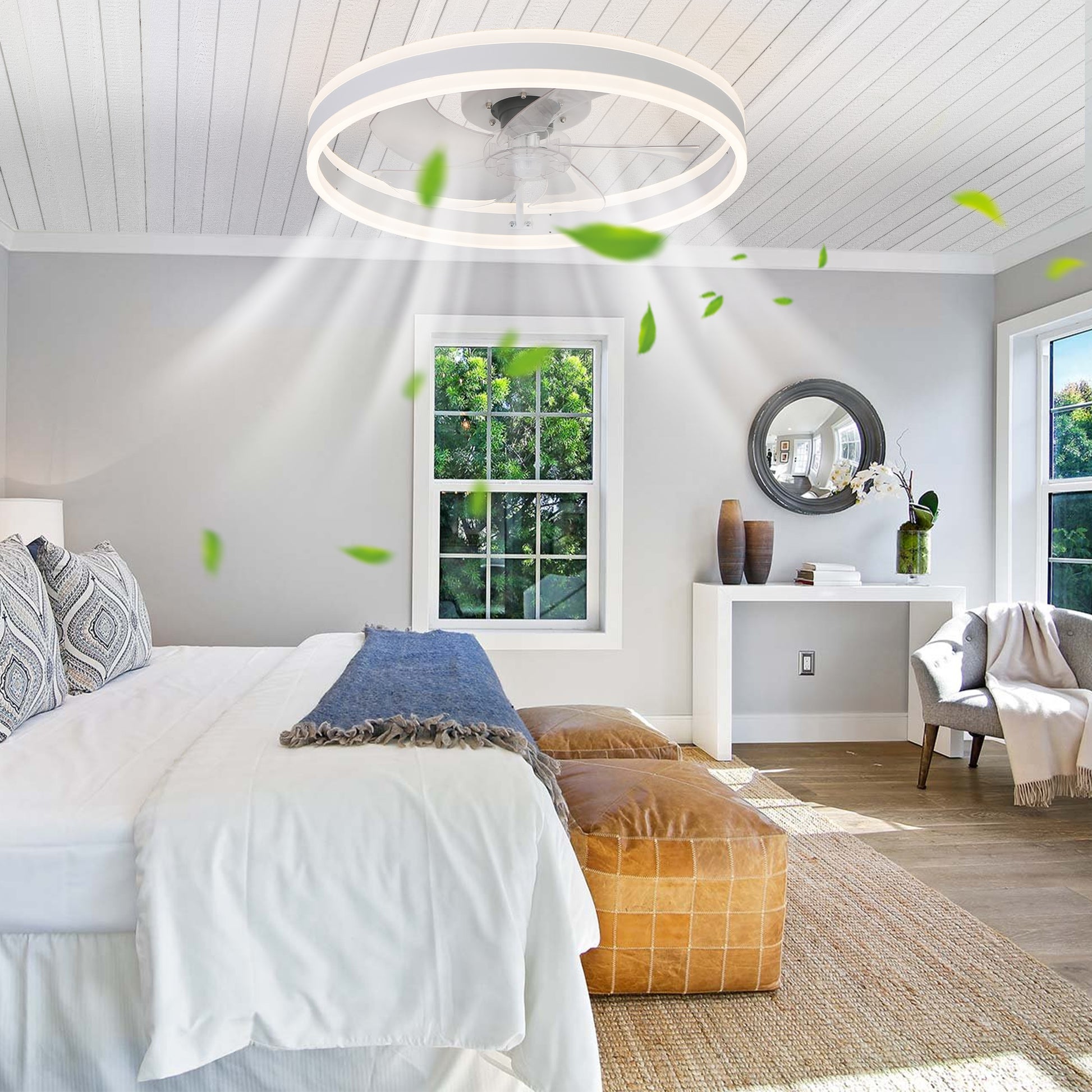 Ceiling Fan With Lights Dimmable Led White Acrylic Iron