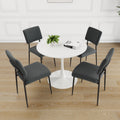 Modern Grey Simple Velvet Dining Chair Fabric Upholstered Chair Family Bedroom Stool Back Dressing, White Round Table Set, Chair Black Metal Legs Set Of 5 White Mdf