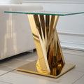 Tempered Glass Top End Table With Gold Mirror Finish Stainless Steel Base Gold Tempered Glass
