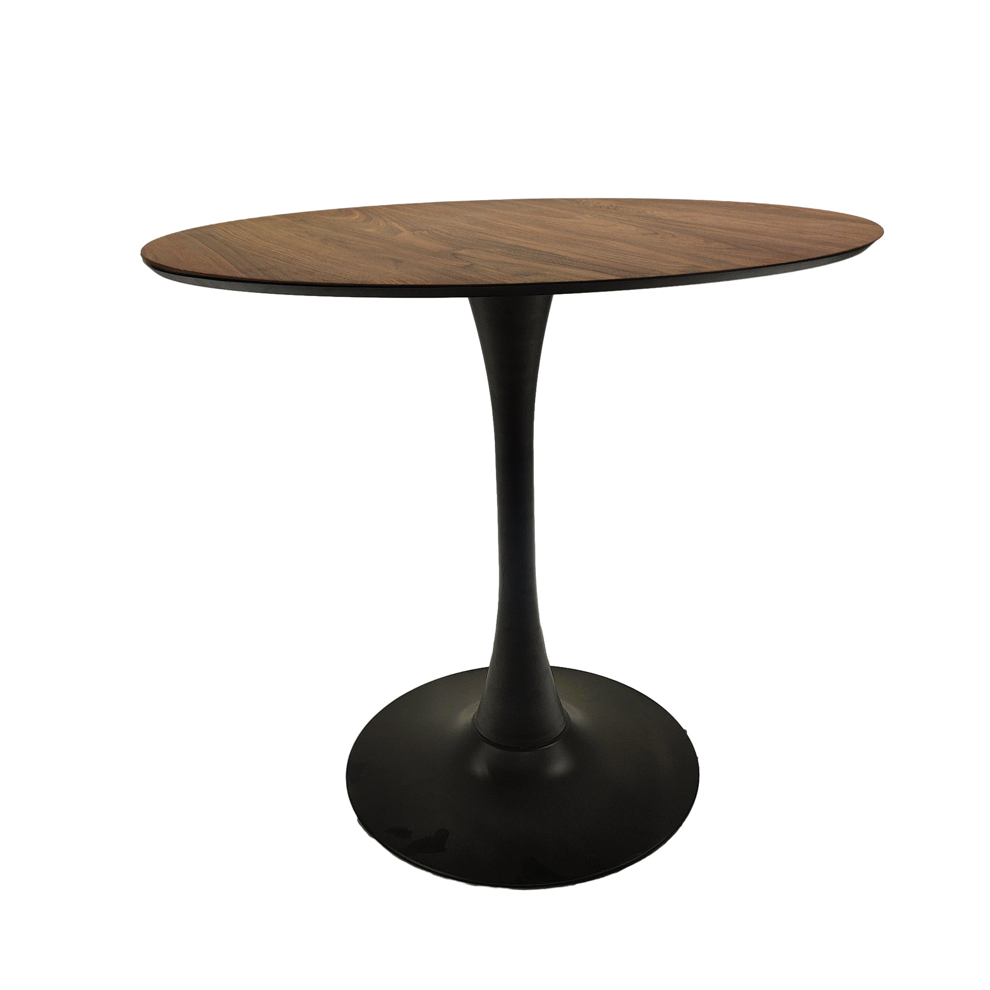 Walnut Color Round Dining Table, 31.5" Tulip Table Kitchen Dining Table 2 4 People With Mdf Table Top & Pedestal Base, Mid Century End Table Leisure Coffee Table Office Living Room Table Walnut Black Mdf