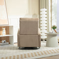 Jiada Upholstered Swivel Glider.Flannel Fabric.Rocking Chair For Nursery In Light Brown.Modern Style One Left Bag Light Brown Primary Living Space Foam Fabric Metal
