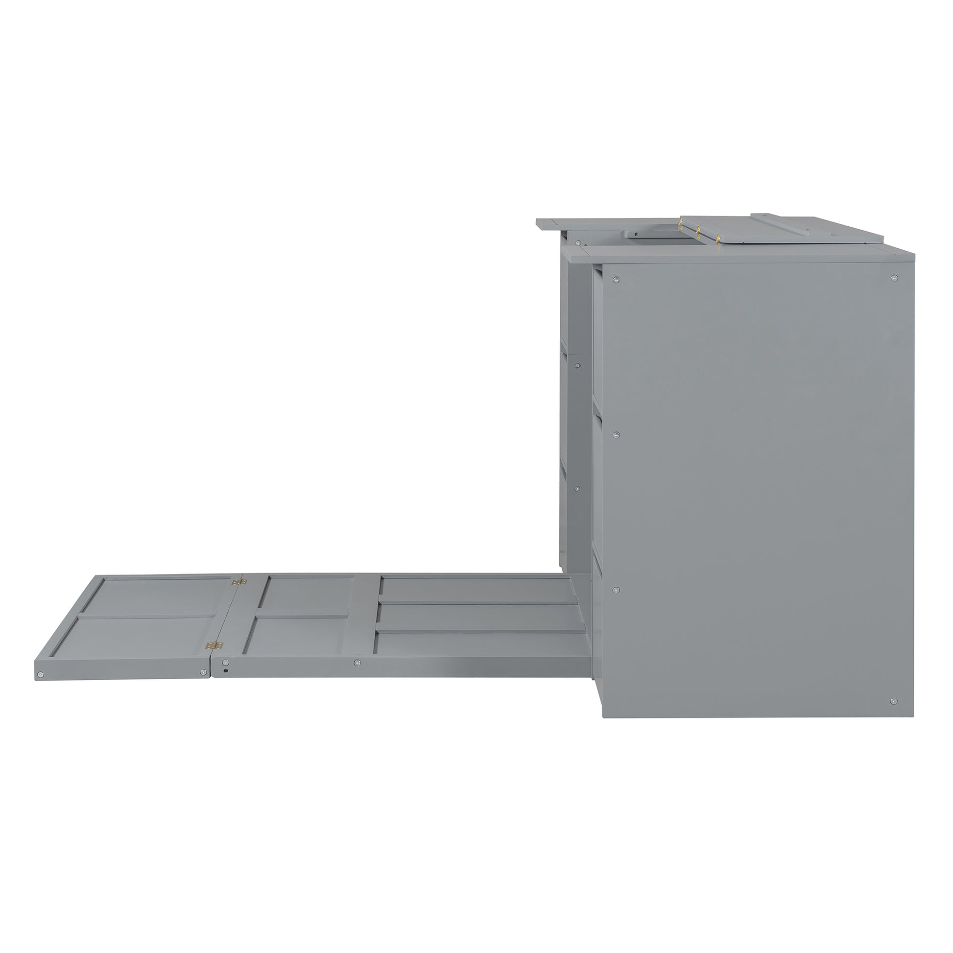 Twin Size Murphy Bed With Drawers, Cabinets And Usb Ports,Gray Twin Gray Mdf Lvl