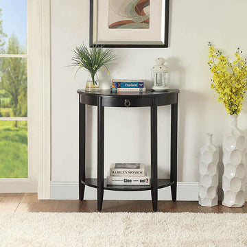 Black Console Table With Bottom Shelf Black Primary Living Space Transitional Pine Drawers Wood