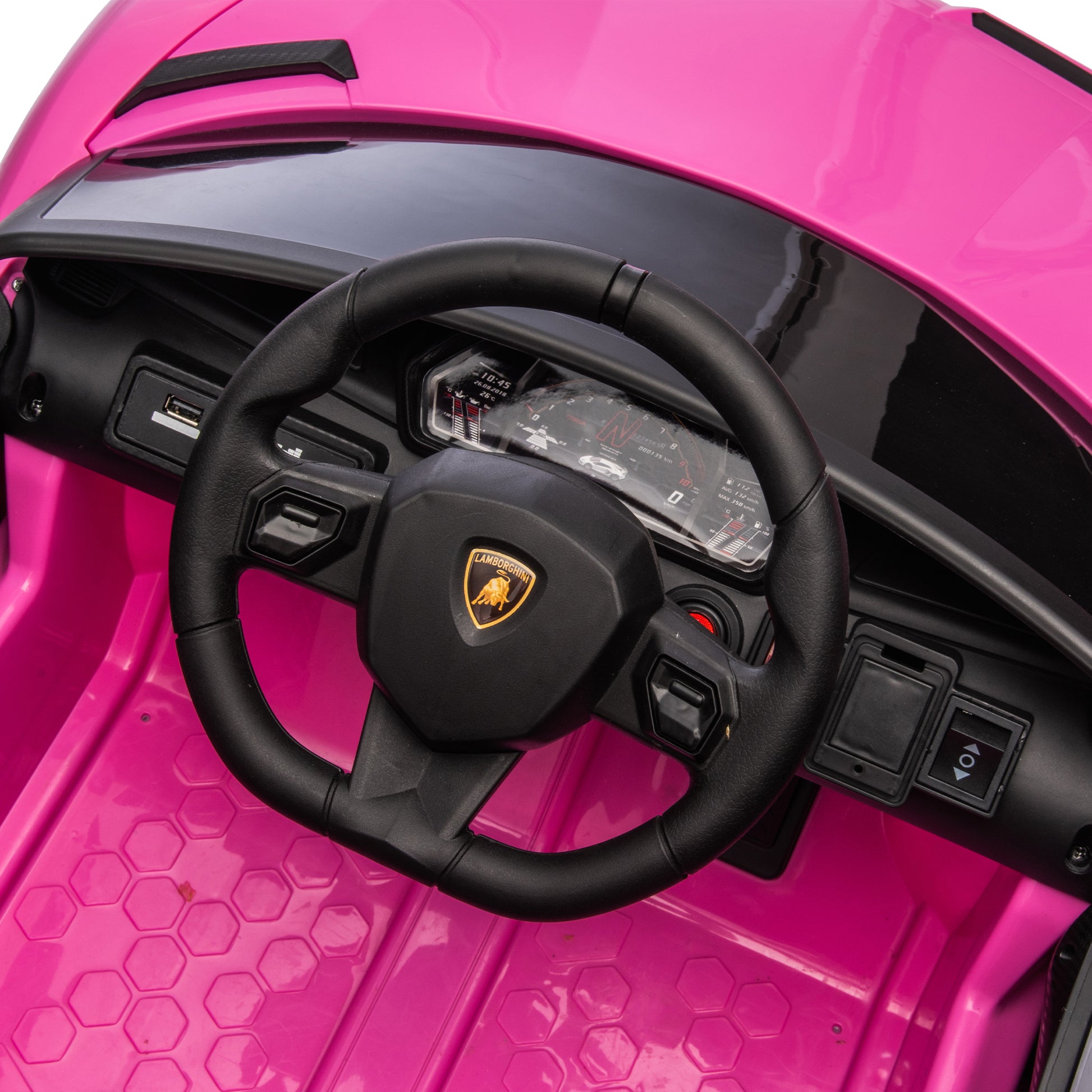 12V Kids Ride On Car W Parents Remote Control,Licensed Lamborghini Aventador Xago,Hydraulic Pressure Door,Slow Start,Early Education,Bluetooth,Adjustable Volume,Mp3,Usb,Led Lights For Kids Aged 2 4. Pink 50 99 Lbs Polypropylene