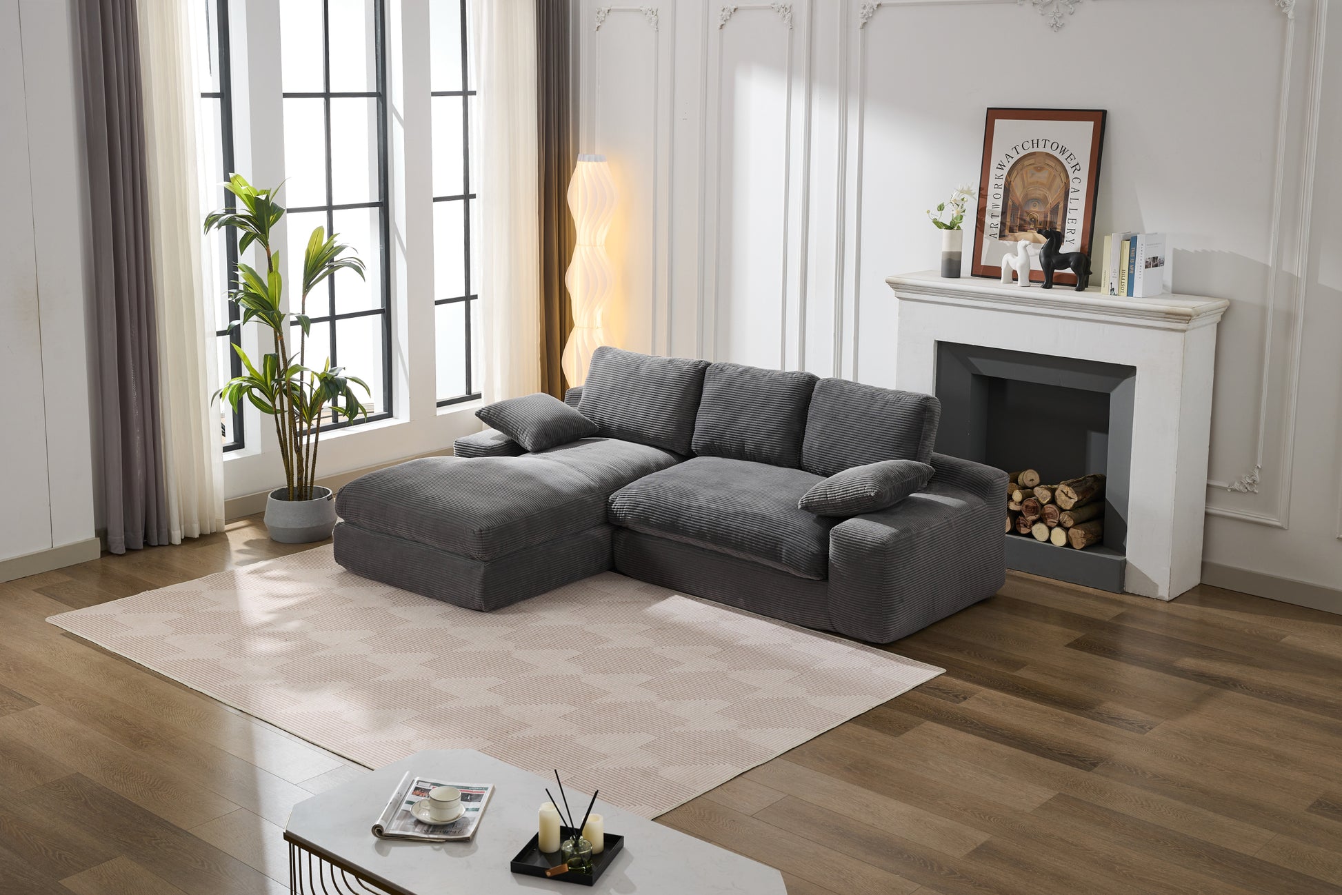 99*69" Modular Sectional Living Room Sofa Set, Modern Minimalist Style Couch, Upholstered Sleeper Sofa For Living Room, Bedroom, 2 Pc Free Combination, Installation Free Sofa, L Shape, Grey Grey Primary Living Space Soft Minimalist,Modern Foam Spring 4