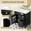 30'' Bathroom Vanity With Top Sink, Modern Bathroom Storage Cabinet With 2 Drawers And A Tip Out Drawer, Single Sink Bathroom Vanity Black Bathroom Solid Wood Mdf