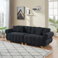 89 Inch Spring Wrapped Cushions, 3 Flannelette Sofas, Stylish Metal Feet And 4 Throw Pillows Make For A Modern Living Room Bedroom Black Velvet 3 Seat