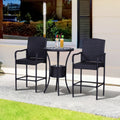 Outsunny Rattan Wicker Bar Set For 3 Pcs With Ice Buckets, Patio Furniture With 1 Bar Table And 2 Bar Stools For Poolside, Backyard, Porches Dark Brown Steel