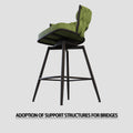 Bar Chair Linen Woven Bar Stool Set Of 2, Black Legs Barstools No Adjustable Kitchen Island Chairs,360 Swivel Bar Stools Upholstered Bar Chair Counter Stool Arm Chairs With Back Footrest, Green Green Foam Linen