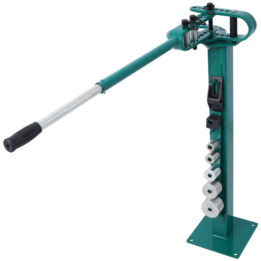 Pedestal Floor Compact Bender 7 Dies Versatile Compact Metal Tubing Bender 44' Mount Powdercoat Telescoping Handle Maximum 5 8" Thick 1 15 16" Width Green Steel