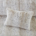 4Pc Faux Fur Comforter Set King Beige Brown Polyester