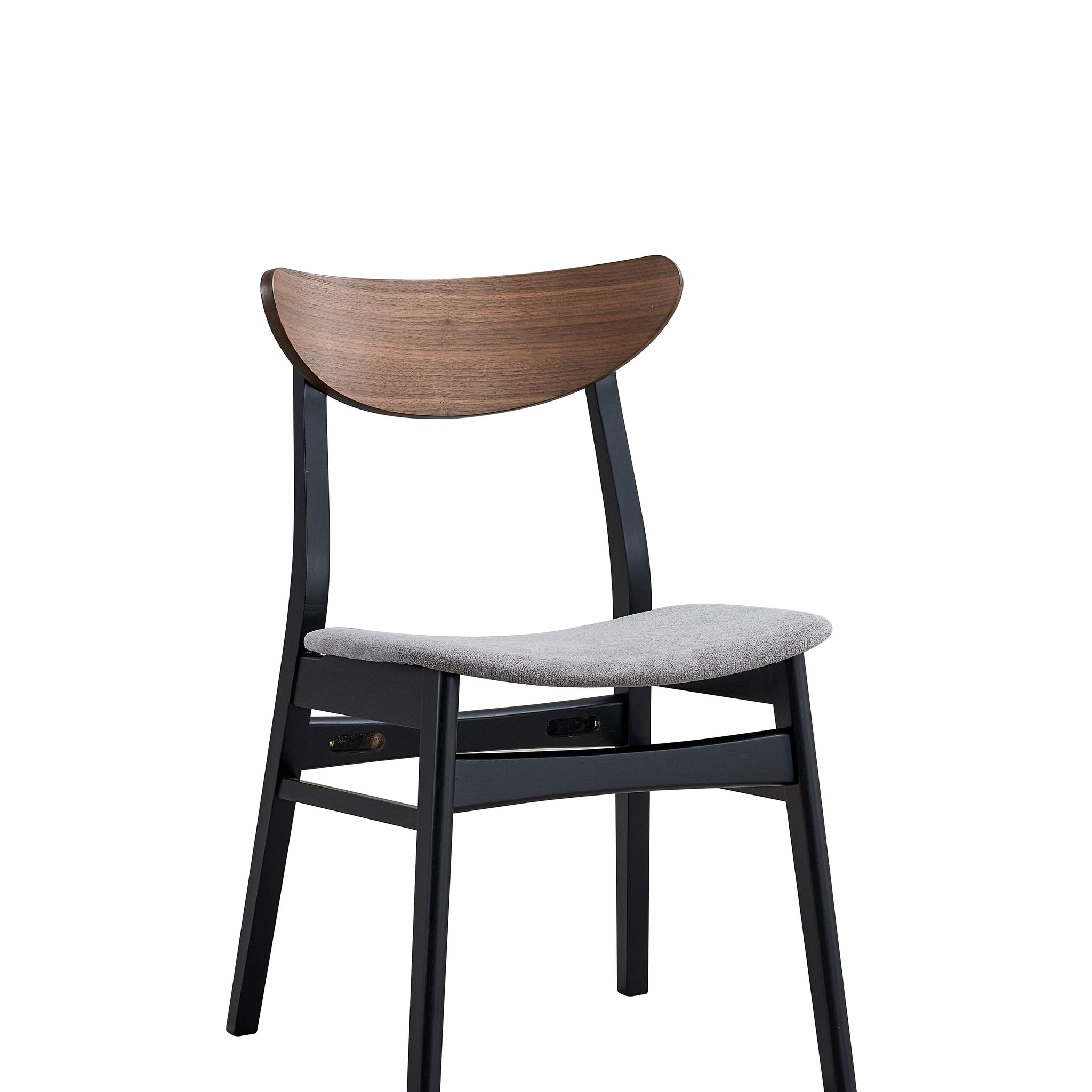 Rebi Gray Linen, Walnut & Black Finish Side Chair Set Of 2 Black,Gray,Walnut Linen,Synthetic Wood