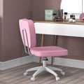 Vinsetto Cute Armless Office Chair, Small Pu Leather Computer Desk Chair, Vanity Task Chair With Adjustable Height, Swivel Wheels, Mid Back, Pink Pink Faux Leather