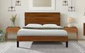 Mid Century Modern Solid Wood Bed Frame King Size Platform Bed With Six Piece Headboard Design, No Box Spring Needed, Brown King Brown Pine