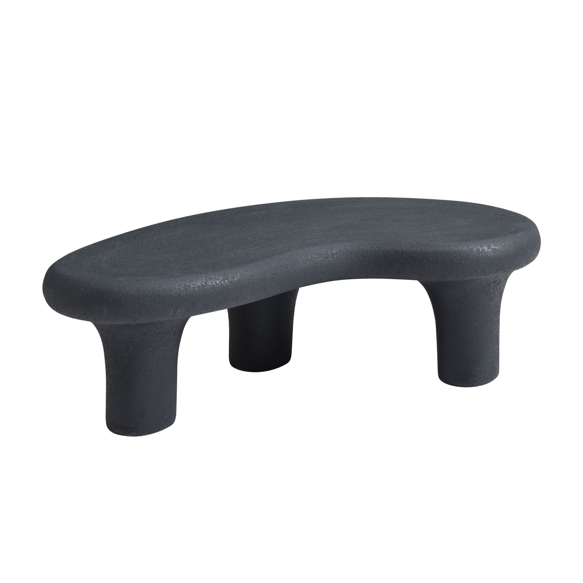 47.24'' Fiberglass Cloud Coffee Table For Living Room Vintage Table With 3 Support Legs,Matte Black Table Front Of The Sofa, Irregular Center Table,No Need Assembly Matt Black Fiberglass