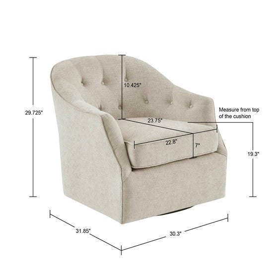 Calvin Swivel Beige Solid Wood