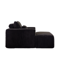 62.5 Inch Corduroy Sponge Sofa Lounge Chair With Removable Footrest,No Assembly Required,Fluffy Modern Sleeper Chair For Indoor Living Room Bedroom Black Foam Corduroy 1 Seat