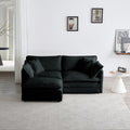 Chenille Two Seater Sofa With 1 Footrest, 2 Seater L Shaped Sectional With Ottoman,Loveseat With Ottoman For Small Living Space, Black Chenille Black Chenille 2 Seat