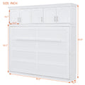 Full Size Murphy Bed Wall Bed With Top Cabinets,White Full White Plywood