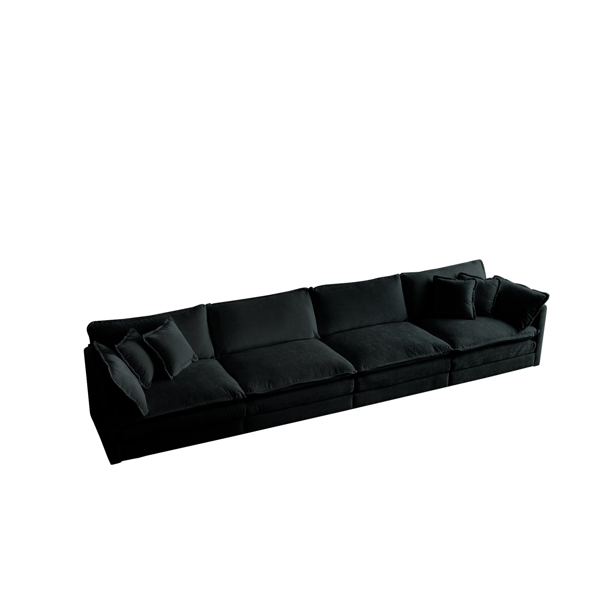 Free Combination Modular Sofa Free,4 Seater Sofa Comfy Chenille Fabric,Sectional Sofa Couch,Black Chenille Black Chenille 4 Seat