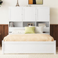 Queen Size Platform Bed With Storage Headboard And 4 Drawers, White Box Spring Not Required Queen White Wood Bedroom Bed Frame Solid Wood Mdf