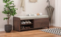 Distressed Shutter Storage Bench With Acacia Veneer For Retro Charm For Living Room, Entryway Espresso Espresso Mdf