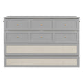 Queen Murphy Bed With Large Drawers,Gray Queen Gray Plywood