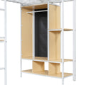Twin Size Metal Loft Bed With Built In Wardrobe, Desk And Shelves, White Box Spring Not Required Twin White Metal Mdf Metal
