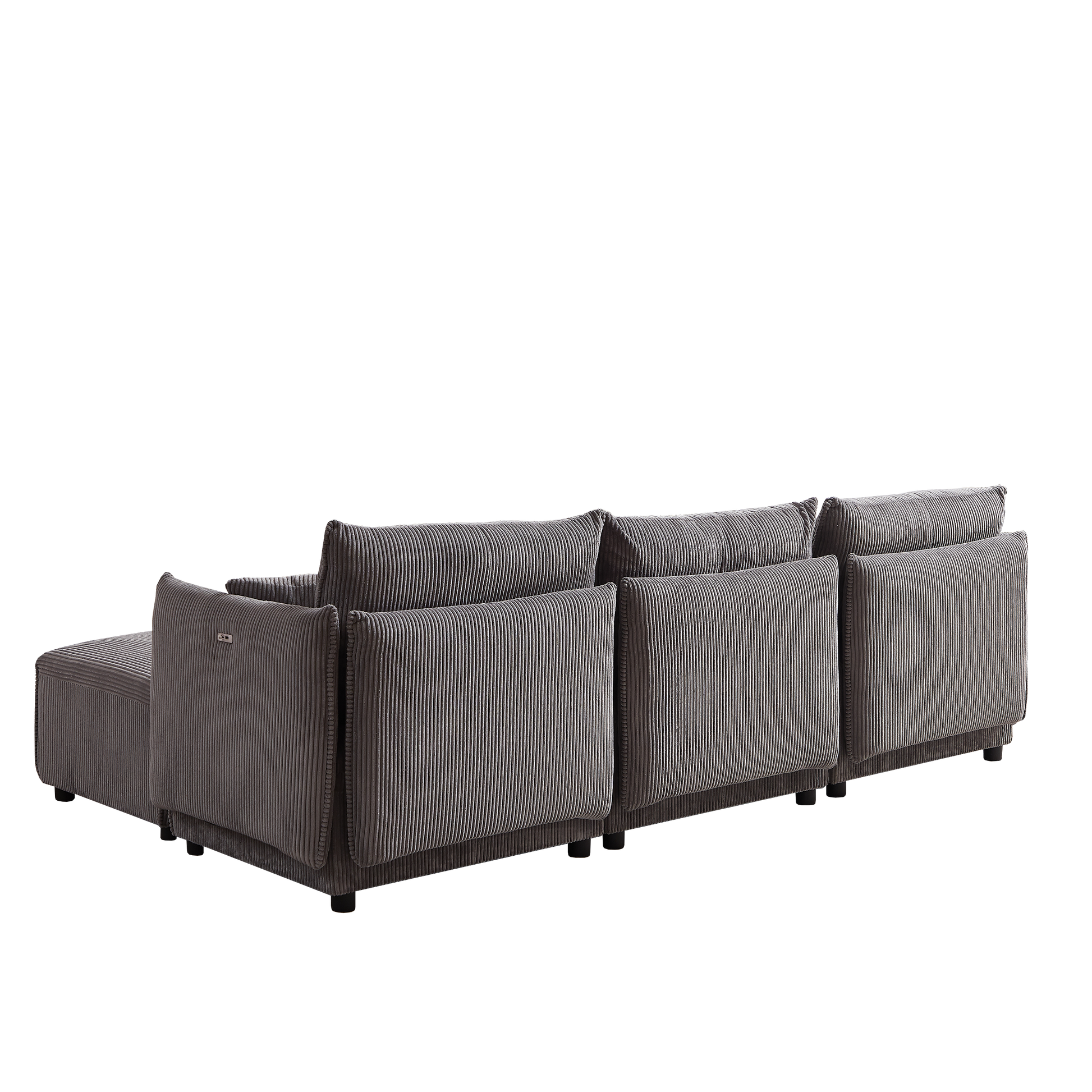 106" Multi Module Combination Style Sofa For Living Room, Bedroom And Other Lounge Spaces, Modern Minimalist Corduroy Combination Sofa With 2 Comfort Cushions With Usb & C Charging Ports Gray Gray Foam Fabric 4 Seat