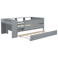 Multi Functional Twin Daybed With Drawers And Trundle, Headboard Storage And Tables, Usb Charging Station, Gray Box Spring Not Required Twin Gray Wood Daybeds Pine