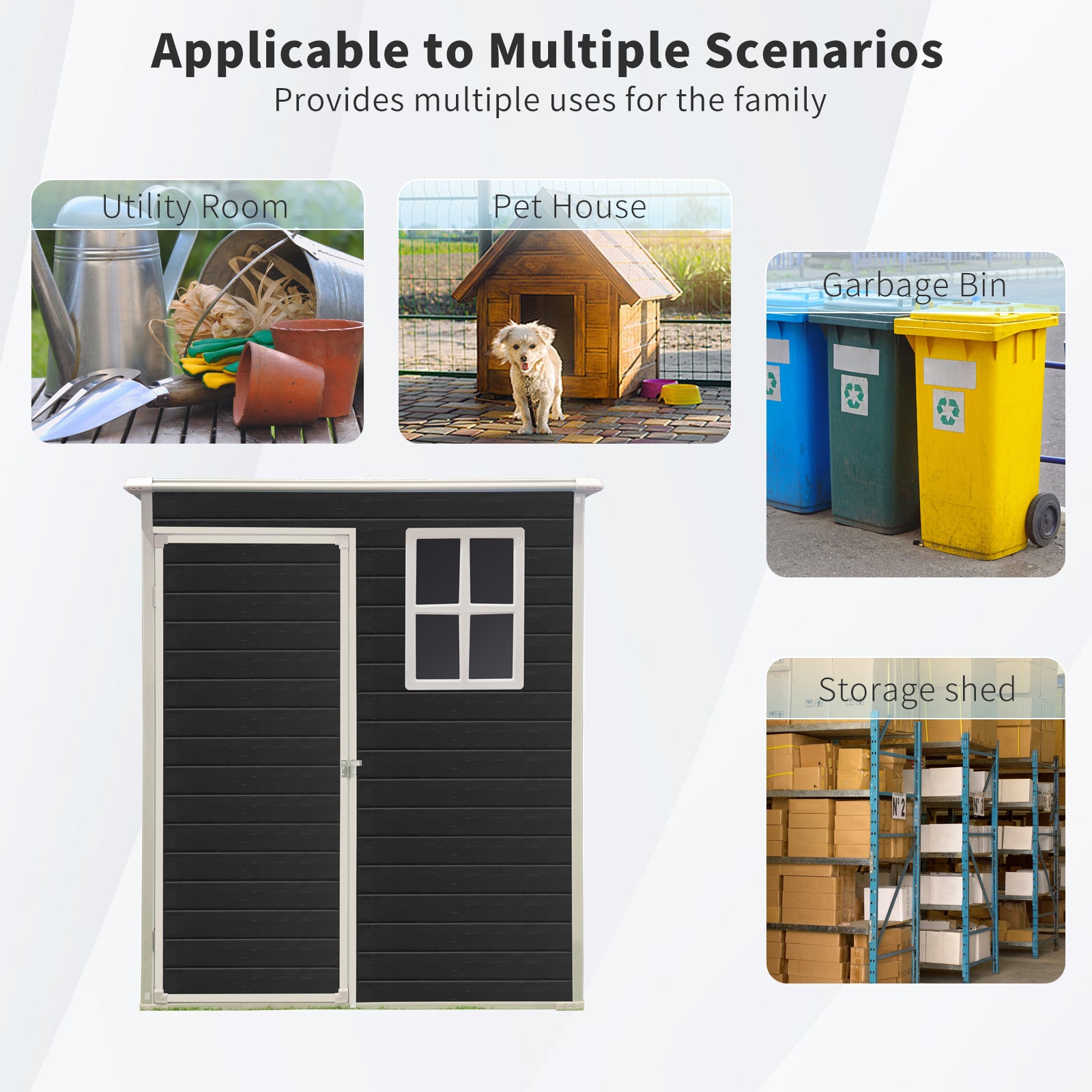 5X3Ft Resin Outdoor Storage Shed Kit Perfect To Store Patio Furniture,Black Black Plastic