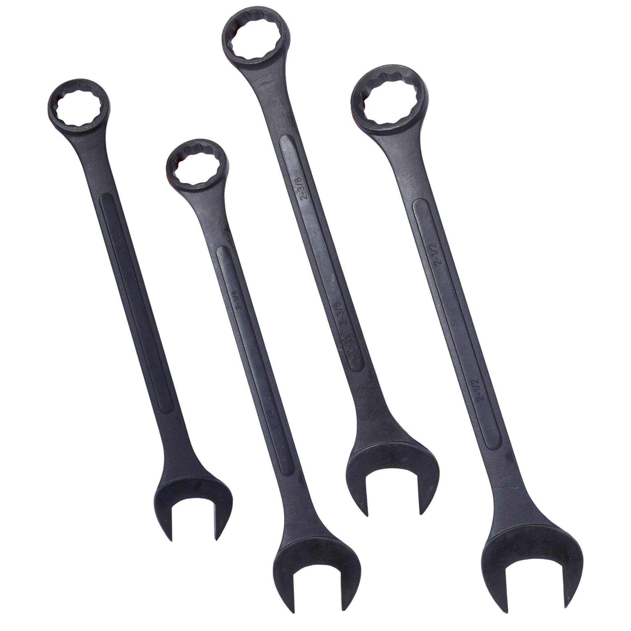 Sae Jumbo Combination Wrench Set Extra Large, 4 Piece ,Storage Bag Included ,Black Oxide Black Carbon Steel