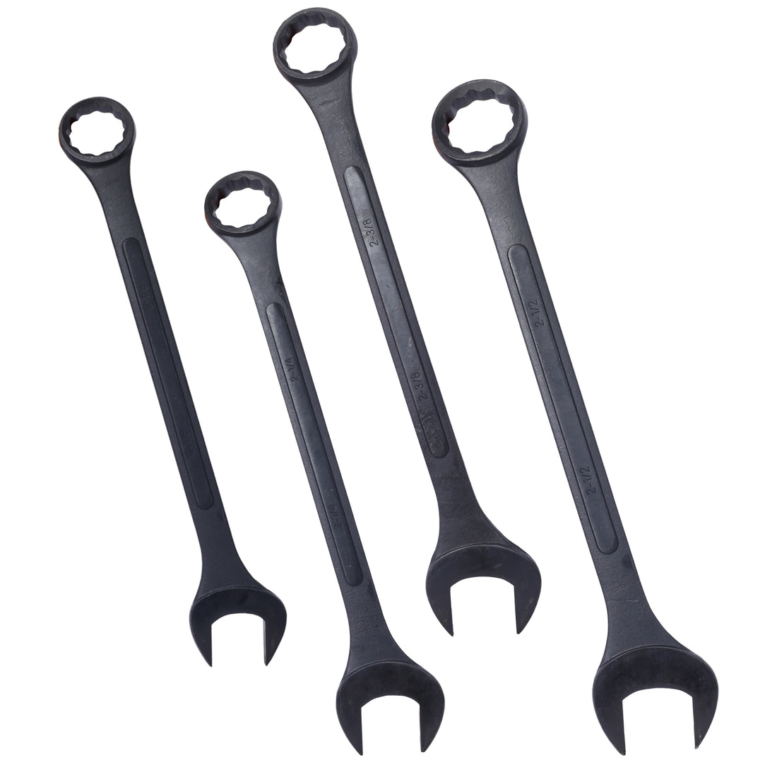 Sae Jumbo Combination Wrench Set Extra Large, 4 Piece ,Storage Bag Included ,Black Oxide Black Carbon Steel