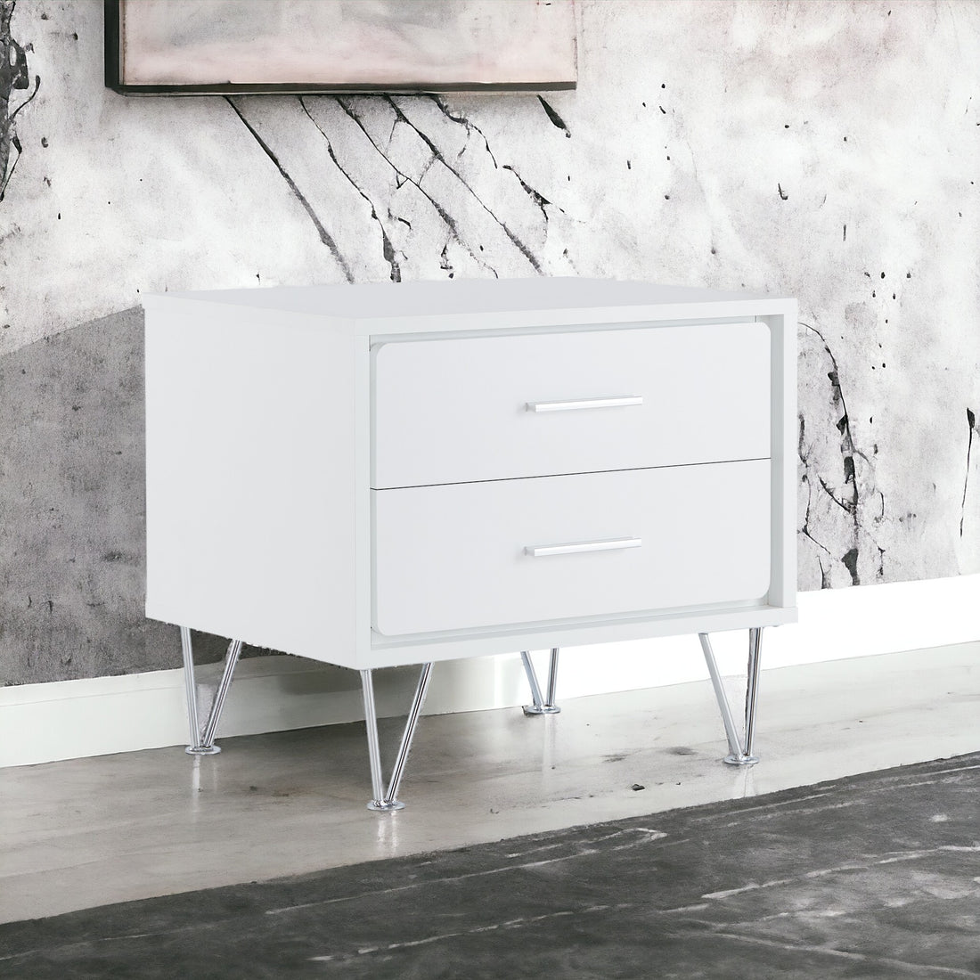 Deoss White Finish Accent Table White Mdf,Metal