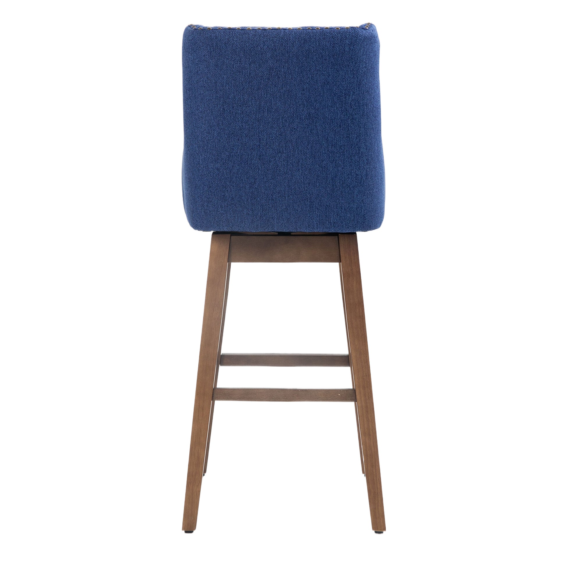 Coolmore Bar Stools Set Of 2 Counter Height Chairs With Footrest For Kitchen, Dining Room And 360 Degree Solid Wood Legs Swivel Bar Stools Set Of 2 Navy Linen Navy Foam Linen