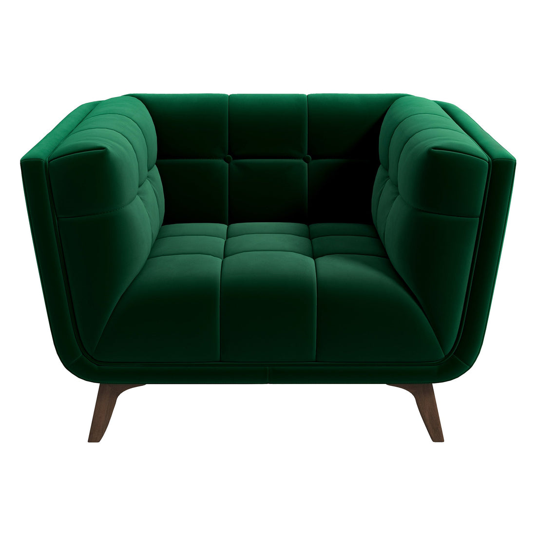 Addison Lounge Chair Dark Green Velvet Dark Green,Wood Brown Velvet Wood Tufted Back Walnut Solid Wood,Velvet