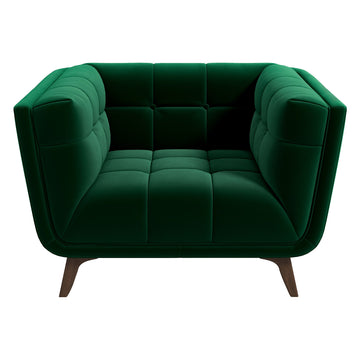 Addison Lounge Chair Dark Green Velvet Dark Green,Wood Brown Velvet Wood Tufted Back Walnut Solid Wood,Velvet