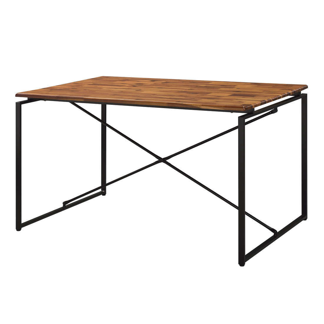 Oak And Black Dining Table With Metal Sled Base Oak Seats 4 Dining Room Industrial Rectangular Wood Metal Sled