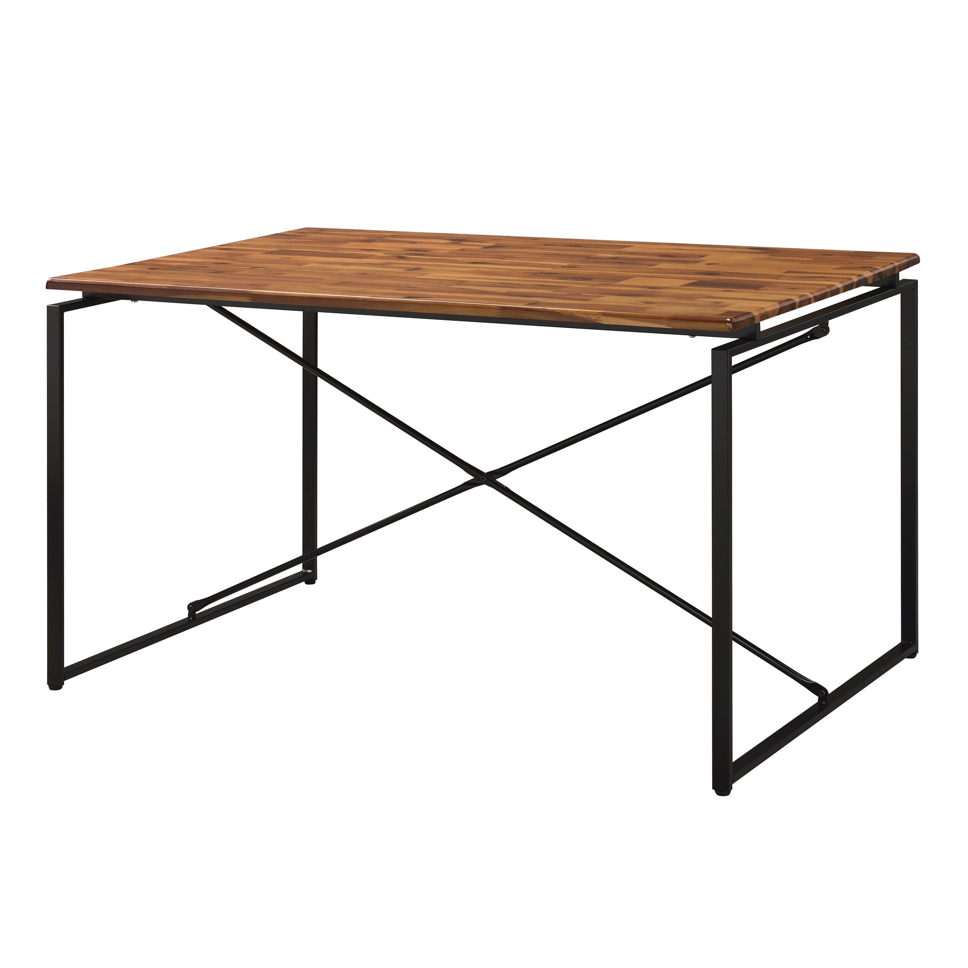 Oak And Black Dining Table With Metal Sled Base Oak Seats 4 Dining Room Industrial Rectangular Wood Metal Sled