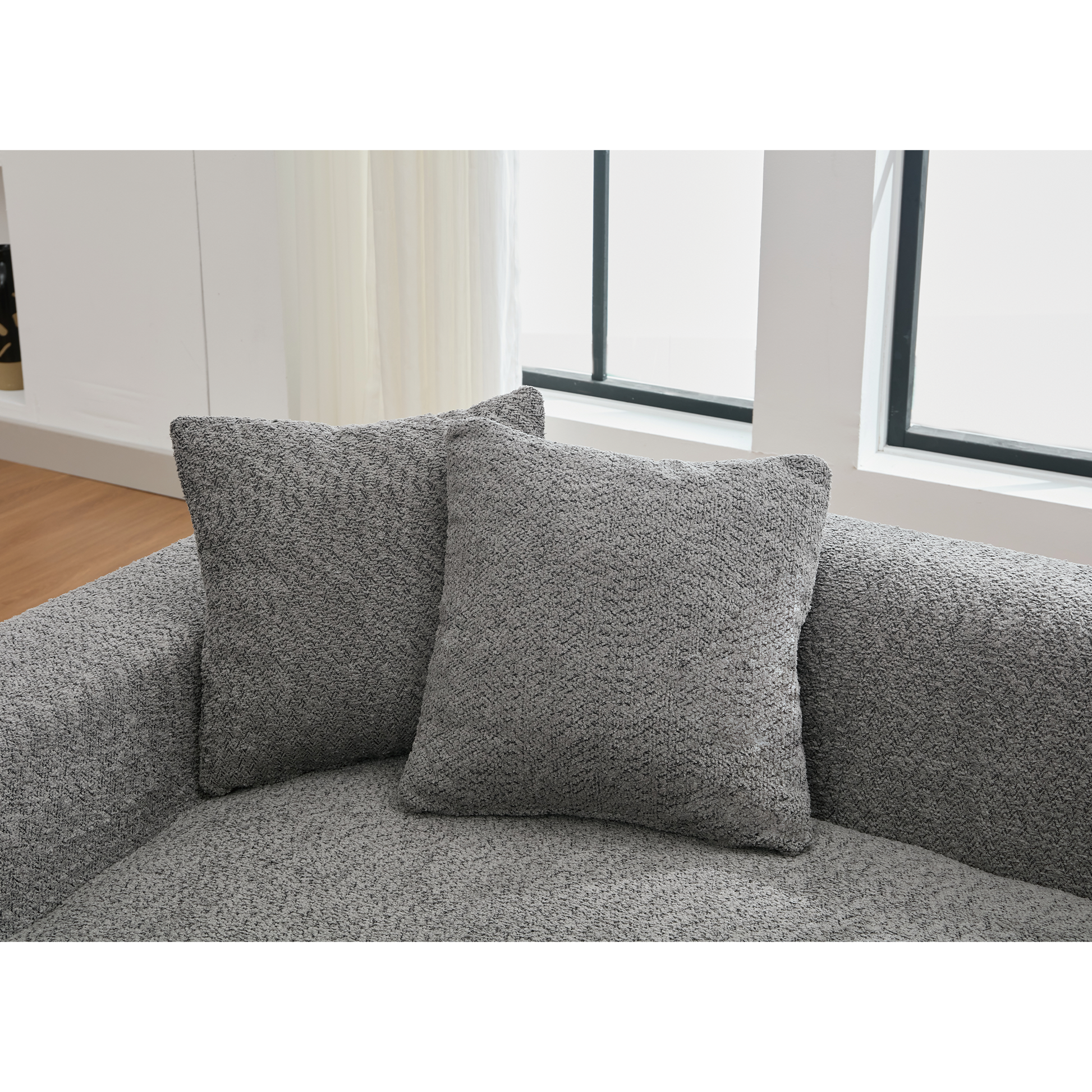 Arrived 2 Piece Boucle Cloud Sofa Set, Upholstered Sofa Set, Modern 3 Seater And 2 Seater Sofa With Mdf End Table For Living Room ,Apartment,3 2 Couch,Boucle,Dark Gray Gray Polyester Primary Living Space Soft Tight Back Modern Square Arms Foam