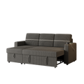 85 Inches Corduroy Sofa Bed, 3 Seater Sleeper Sofa With Storage Chaise, Square Handrail With Two Cup Holder And Usb Charge Port, Pull Out Couch For Living Room Dark Grey Corduroy 3 Seat