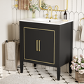 30 Inch Bathroom Vanity With Ceramic Basin, Soft Close Door, Built In Hidden Drawer Black Bathroom Solid Wood Mdf