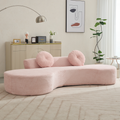 Arrived 105.5''Curved Sofa, Modern Minimalist Sofa, Cloud Couch Sofa 3 4 Seater Couch With 2 Pillows,Bedroom, No Assembly Required, Point Shaped Corduroy, Anti Wrinkle ,Pink Pink Polyester Primary Living Space Tight Back Soft Modern Foam Upholstered 3