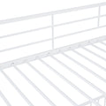 Twin Over Twin Size Metal Bunk Bed With Slide And Guardrails, White Twin White Metal