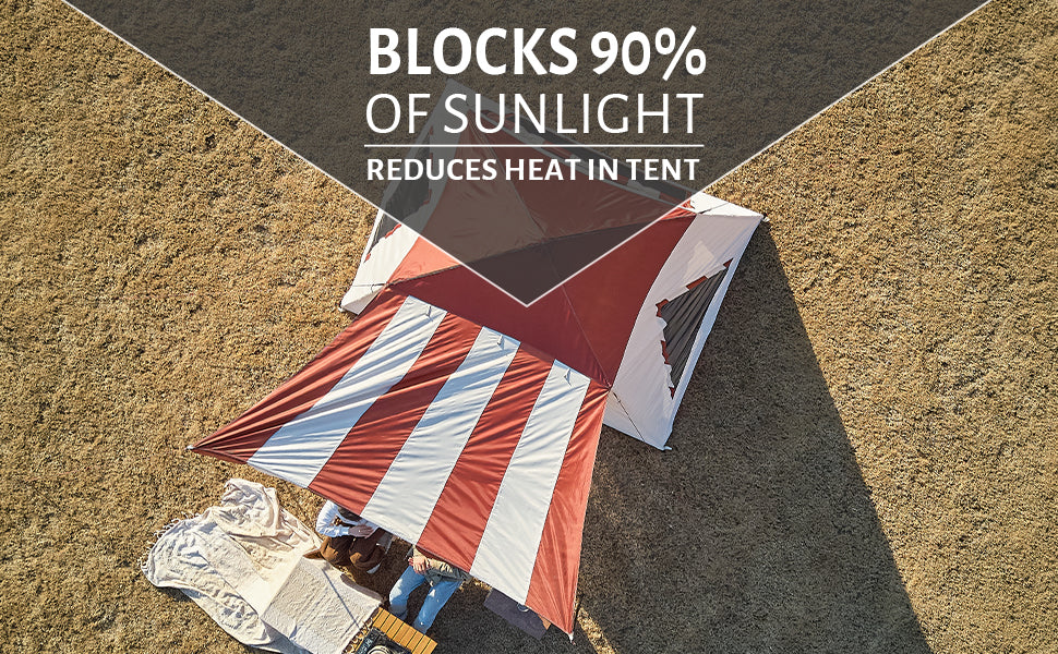 Colorful Striped Color Coordinated Inner Opening Umbrella Tent Champagne Polyethylene