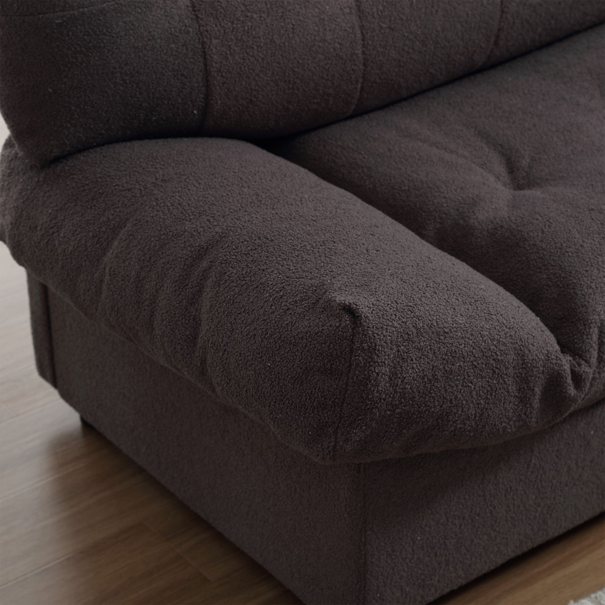 Cloud Style Sofa, Teddy Velvet Fabric, Comfy Padded Cloud Couch For Living Room, Apartment Dark Gray Light Brown Velvet Wood Primary Living Space Modern Polyester 2 Seat