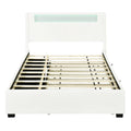 Full Size Upholstered Platform Bed With Led Frame, With Twin Size Trundle And 2 Drawers, Teddy Fleece, White White Fleece