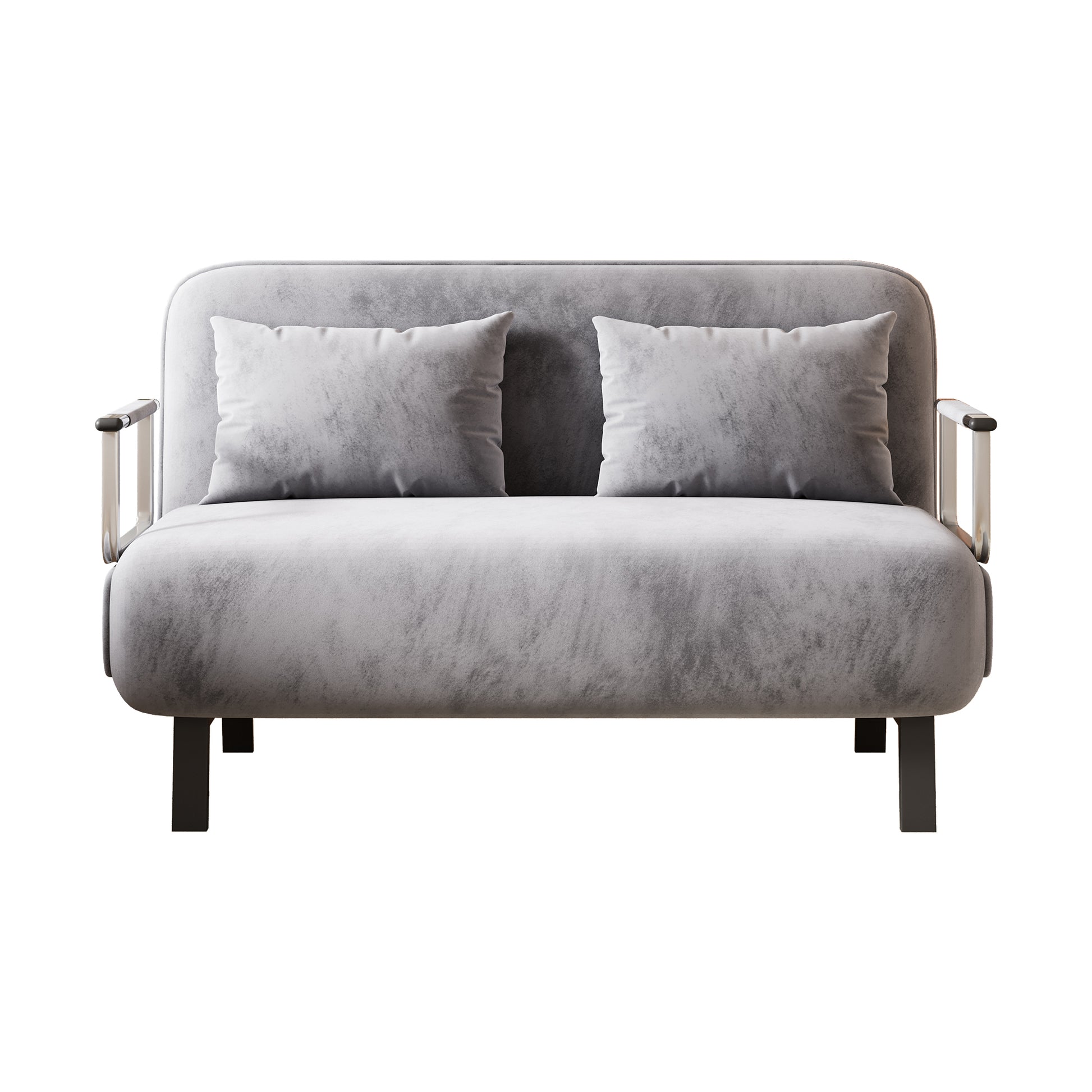 39 Convertible Chair Bed, Tri Fold Sofa Bed With Adjustable Backrest & Pillow, Leisure Chaise Lounge Couch With Sturdy Steel Frame For Home & Office, Comfortable Sleeper Chair Light Grey Dutch Velvet Light Grey Velvet Contemporary Polyurethane Foam Metal