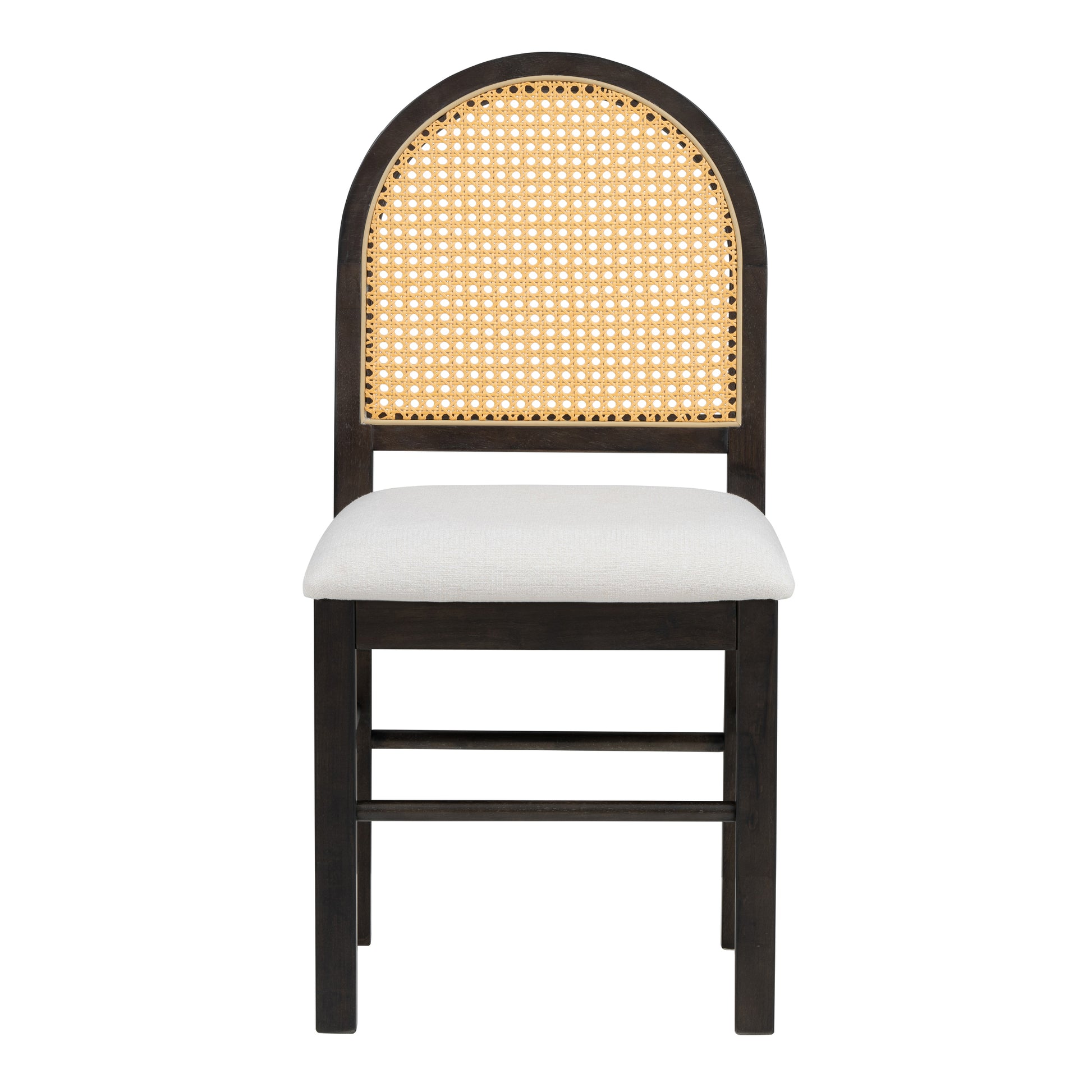 5 Piece Retro Functional Dining Set With 1 Extendable Dining Table And 4 Upholstered Chairs With Rattan Backrests For Dining Room And Kitchen Espresso Espresso Solid Wood Mdf