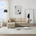 Convertible Sectional Sofa With Chaise, L Shaped Sofa Couch Modular Sectional Sofa With Storage Seats, Adjustable Arms And Backs Beige Beige Polyester 3 Seat